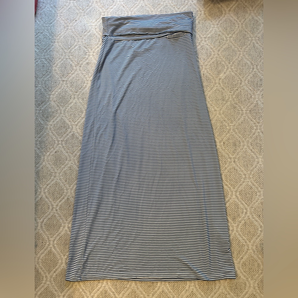 Kavu - Blue and White Striped Maxi Skirt - ankle length. Size XS.